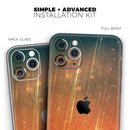 Orange Scratched Surface with Gold Beams - Protective Skin Wrap & Decal – Compatible with iPhone SE to iPhone 17 Pro Max (All Models)