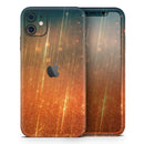 Orange Scratched Surface with Gold Beams - Protective Skin Wrap & Decal – Compatible with iPhone SE to iPhone 17 Pro Max (All Models)