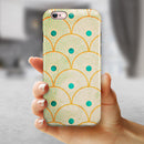 Orange Semicricles of Teal Polka Dots iPhone 6/6s or 6/6s Plus 2-Piece Hybrid INK-Fuzed Case