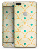 Orange Semicricles of Teal Polka Dots - Skin-kit for the iPhone 8 or 8 Plus
