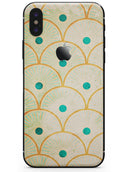 Orange Semicricles of Teal Polka Dots - iPhone X Skin-Kit