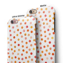 Orange Watercolor Dots over White iPhone 6/6s or 6/6s Plus 2-Piece Hybrid INK-Fuzed Case