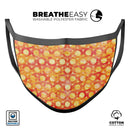 Orange Watercolor Ring Pattern - Made in USA Mouth Cover Unisex Anti-Dust Cotton Blend Reusable & Washable Face Mask with Adjustable Sizing for Adult or Child