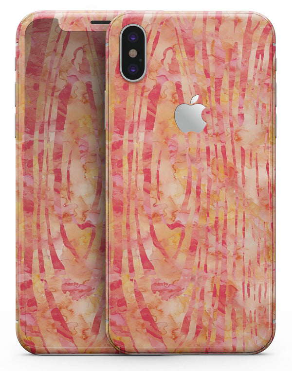 Orange Watercolor Woodgrain - iPhone X Skin-Kit