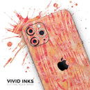 Orange Watercolor Woodgrain - Vinyl Skin Wrap for iPhone 17 Pro Max, 17 Pro, 17 Air, 17, 16 & All Models — Soft Matte or Ultra Gloss