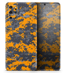 Orange and Gray Digital Camouflage - Premium Vinyl Skin Decal for Samsung Galaxy S25 Ultra, S24, S23, S22 & All Galaxy S Models