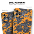Orange and Gray Digital Camouflage - Premium Vinyl Skin Decal for Samsung Galaxy S25 Ultra, S24, S23, S22 & All Galaxy S Models