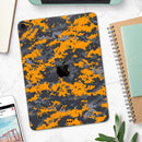 Orange and Gray Digital Camouflage - Full Body Skin Decal for the Apple iPad Pro 12.9", 11", 10.5", 9.7", Air or Mini (All Models Available)
