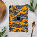 Orange and Gray Digital Camouflage - Full Body Skin Decal for the Apple iPad Pro 12.9", 11", 10.5", 9.7", Air or Mini (All Models Available)