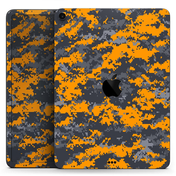 Orange and Gray Digital Camouflage - Full Body Skin Decal for the Apple iPad Pro 12.9", 11", 10.5", 9.7", Air or Mini (All Models Available)