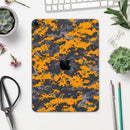 Orange and Gray Digital Camouflage - Full Body Skin Decal for the Apple iPad Pro 12.9", 11", 10.5", 9.7", Air or Mini (All Models Available)
