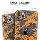 Orange and Gray Digital Camouflage - Protective Skin Wrap & Decal – Compatible with iPhone SE to iPhone 17 Pro Max (All Models)