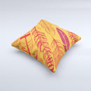Orange and Red Vector Feathers ink-Fuzed Decorative Throw Pillow