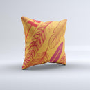 Orange and Red Vector Feathers ink-Fuzed Decorative Throw Pillow