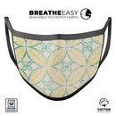 Oversized Green and Yellow Overlapping Circles - Made in USA Mouth Cover Unisex Anti-Dust Cotton Blend Reusable & Washable Face Mask with Adjustable Sizing for Adult or Child
