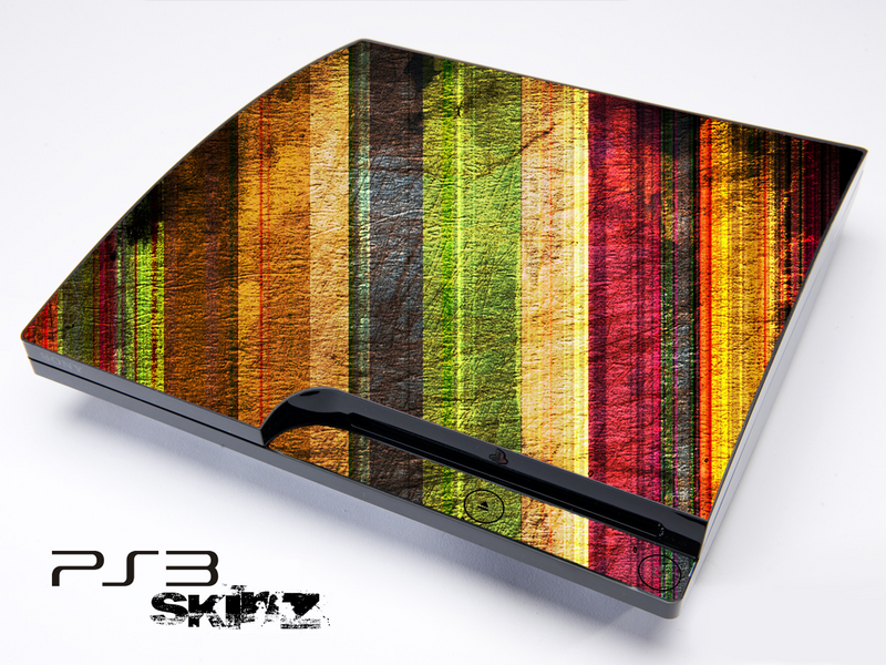 Vintage Neon Striped Wood Skin for the Playstation 3