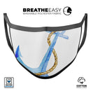 Painted Blue Summer Anchor - Made in USA Mouth Cover Unisex Anti-Dust Cotton Blend Reusable & Washable Face Mask with Adjustable Sizing for Adult or Child