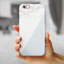 Pale Blue and White Marble Surface iPhone 6/6s or 6/6s Plus 2-Piece Hybrid INK-Fuzed Case