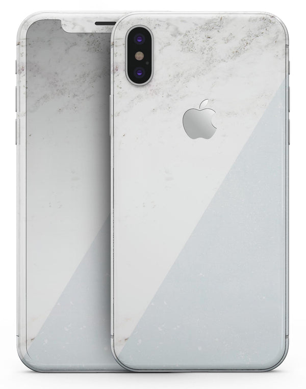Pale Blue and White Marble Surface - iPhone X Skin-Kit