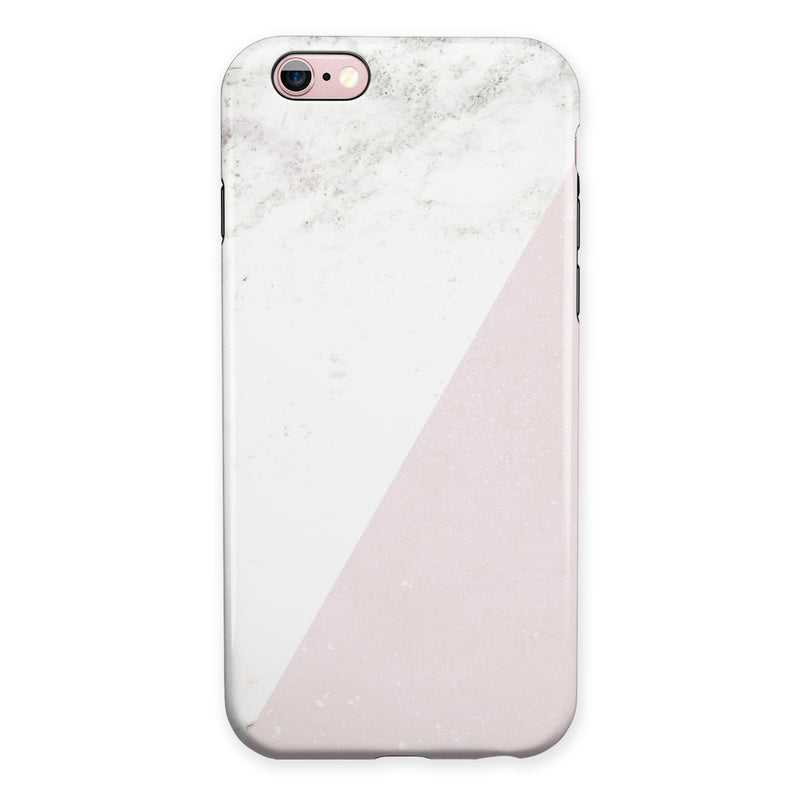 Pale Pink Slanted Marble Surface iPhone 6/6s or 6/6s Plus 2-Piece Hybrid INK-Fuzed Case