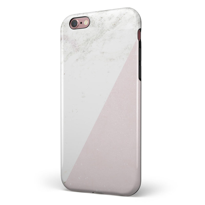 Pale Pink Slanted Marble Surface iPhone 6/6s or 6/6s Plus 2-Piece Hybrid INK-Fuzed Case