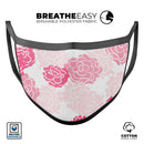 Pale Pink and Red Cartoon Roses - Made in USA Mouth Cover Unisex Anti-Dust Cotton Blend Reusable & Washable Face Mask with Adjustable Sizing for Adult or Child
