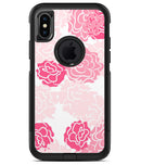 Pale Pink and Red Cartoon Roses - iPhone X OtterBox Case & Skin Kits