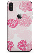 Pale Pink and Red Cartoon Roses - iPhone X Skin-Kit