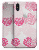 Pale Pink and Red Cartoon Roses - iPhone X Skin-Kit