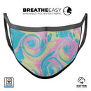 Pastel Minimalistic Acrylic Swirl V1 - Made in USA Mouth Cover Unisex Anti-Dust Cotton Blend Reusable & Washable Face Mask with Adjustable Sizing for Adult or Child