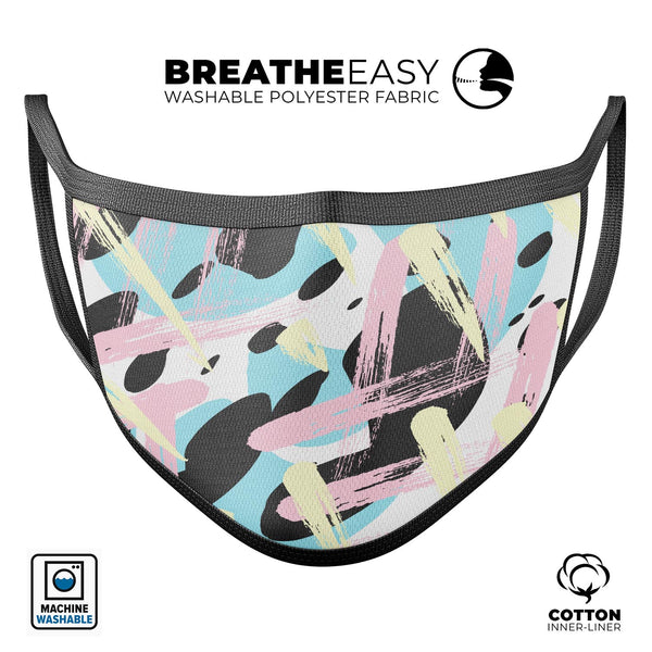 Pastel Swoosh - Made in USA Mouth Cover Unisex Anti-Dust Cotton Blend Reusable & Washable Face Mask with Adjustable Sizing for Adult or Child