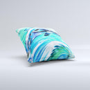 Pastel Vibrant Blue Dolphin ink-Fuzed Decorative Throw Pillow