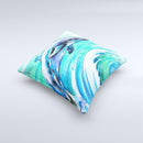 Pastel Vibrant Blue Dolphin ink-Fuzed Decorative Throw Pillow