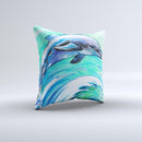 Pastel Vibrant Blue Dolphin ink-Fuzed Decorative Throw Pillow
