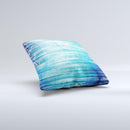 Patchy Folded Vibrant Blue Paint ink-Fuzed Decorative Throw Pillow