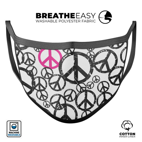 Peace Collage - Made in USA Mouth Cover Unisex Anti-Dust Cotton Blend Reusable & Washable Face Mask with Adjustable Sizing for Adult or Child