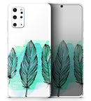 Pen & Watercolor Feathers - Premium Vinyl Skin Decal for Samsung Galaxy S25 Ultra, S24, S23, S22 & All Galaxy S Models