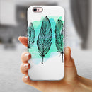 Pen & Watercolor Feathers iPhone 6/6s or 6/6s Plus 2-Piece Hybrid INK-Fuzed Case