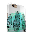 Pen & Watercolor Feathers iPhone 6/6s or 6/6s Plus 2-Piece Hybrid INK-Fuzed Case