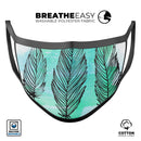 Pen & Watercolor Feathers - Made in USA Mouth Cover Unisex Anti-Dust Cotton Blend Reusable & Washable Face Mask with Adjustable Sizing for Adult or Child