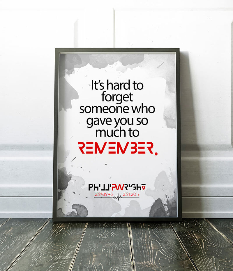 Hard to Forget Someone Who Gave So Much to Remember - In Memory of Phillip Wright - Ultra Rich Poster Print