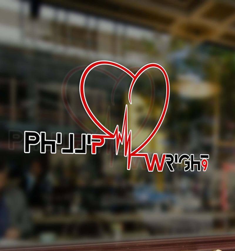 HeartBeat Icon - Window Decal in Memory of Phillip Wright