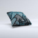 The Abstract Black and Blue Overlap ink-Fuzed Decorative Throw Pillow