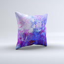 Abstract Blue & Pink Surface Ink-Fuzed Decorative Throw Pillow