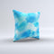 The Abstract Blue Stroked Watercolour ink-Fuzed Decorative Throw Pillow
