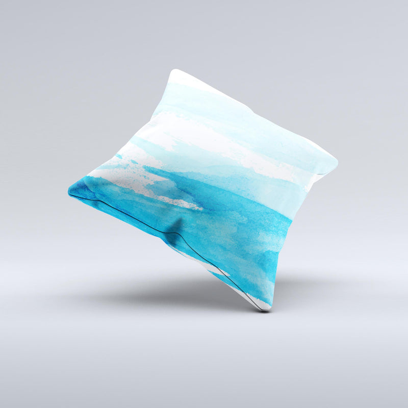 The Abstract Blue Strokes ink-Fuzed Decorative Throw Pillow
