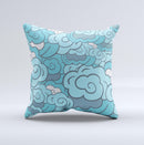 Abstract Blue Vector Seamless Cloud Pattern  Ink-Fuzed Decorative Throw Pillow