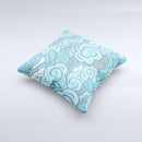 Abstract Blue Vector Seamless Cloud Pattern  Ink-Fuzed Decorative Throw Pillow