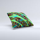 Abstract Blue & Yellow Vector Feather Pattern Ink-Fuzed Decorative Throw Pillow