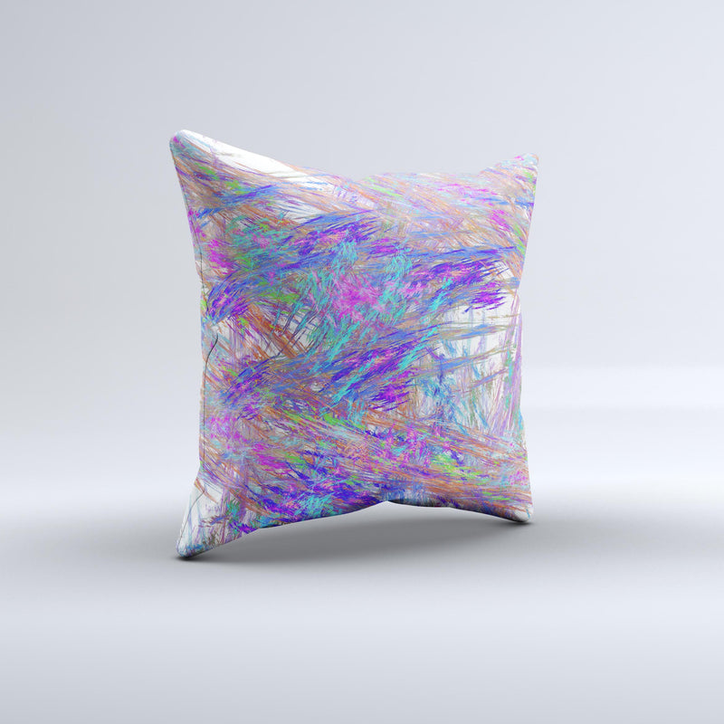 Abstract Colorful Oil Paint Splatter Strokes Ink-Fuzed Decorative Throw Pillow